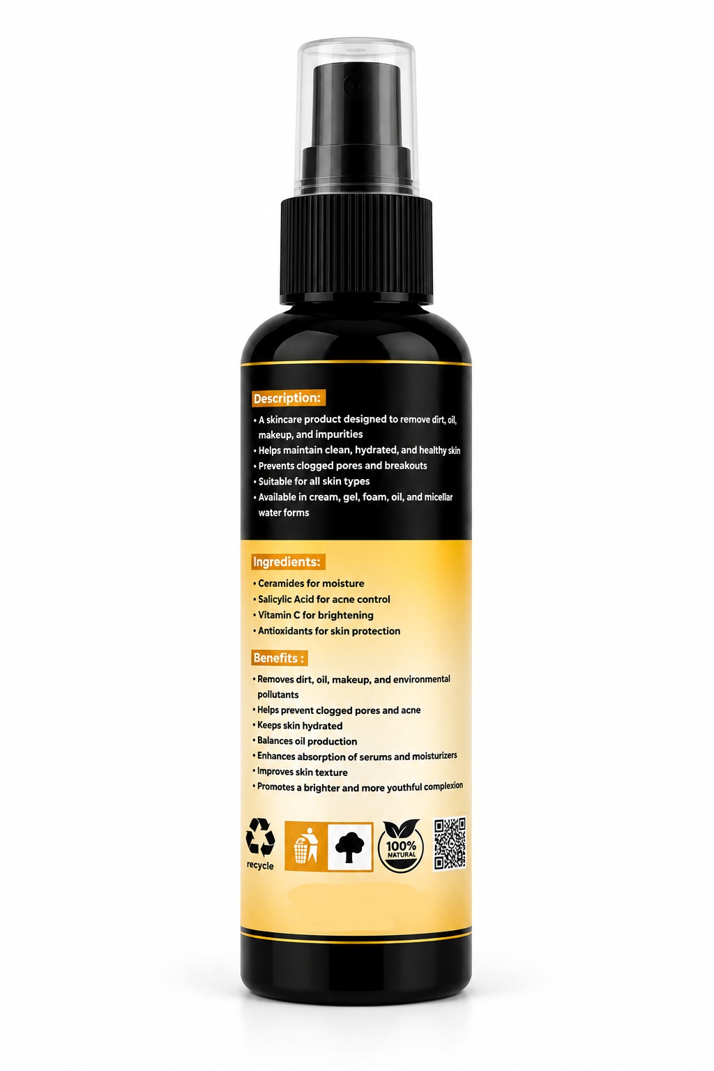 RAFET Gold Face Cleanser Vitamin C Brightening Deep Clean Formula – 90ml / 3.04 fl. oz - Image 2